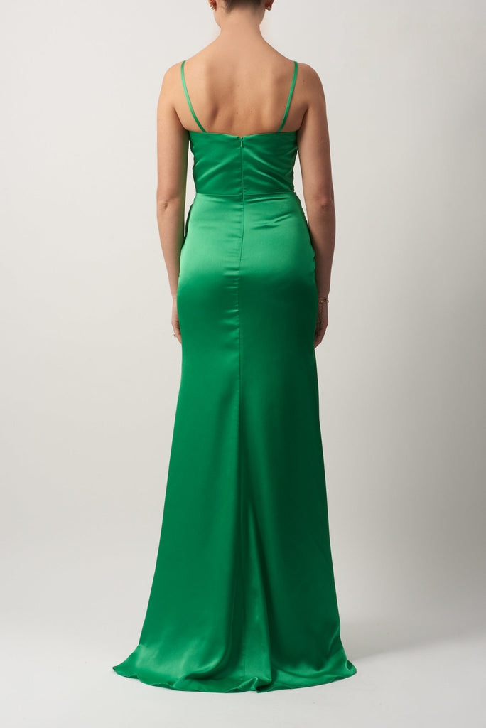 EMERALD GREEN MC192016 Rouched Satin Dress - Cargo Clothing
