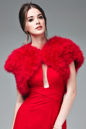 Feather Shrug FK042 in Red - Cargo Clothing