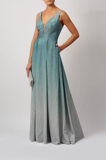 Forest Green MC113923 Ombre flow glittery gown - Cargo Clothing