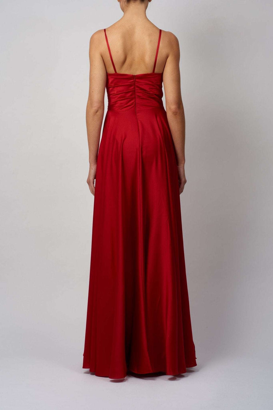 Forest Green MC220123 Satin Pleat Prom Dress - Cargo Clothing