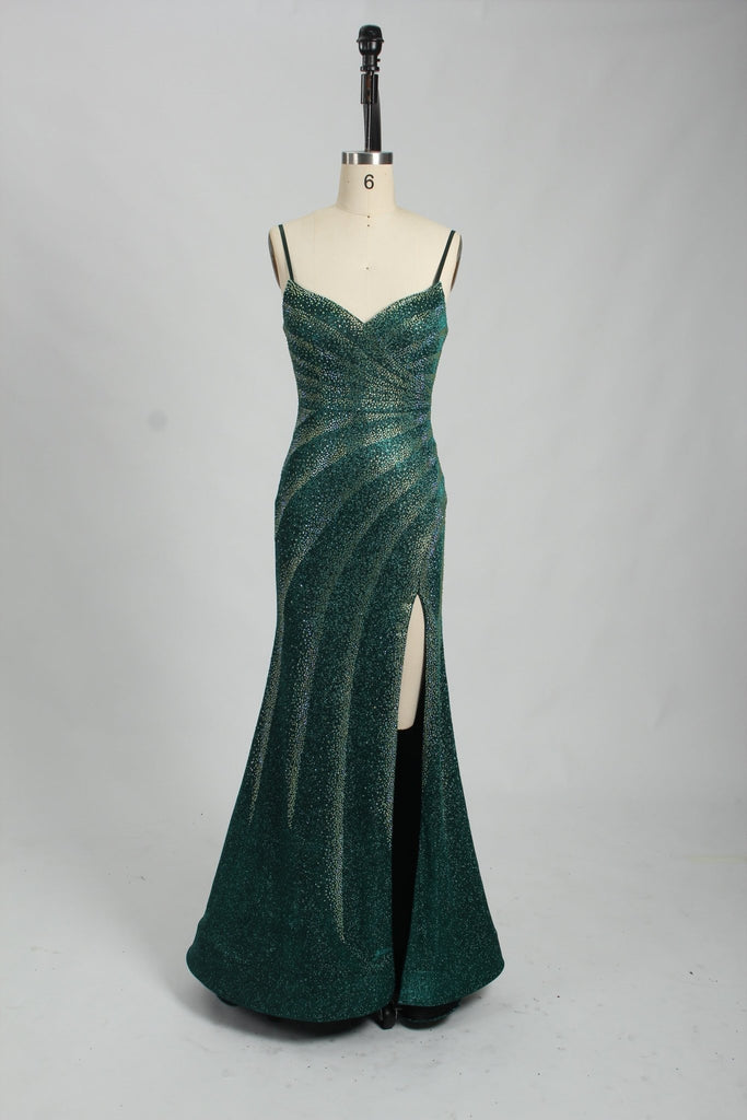 Forest Green MELLISA Full Jewel Fitted Evening Dress