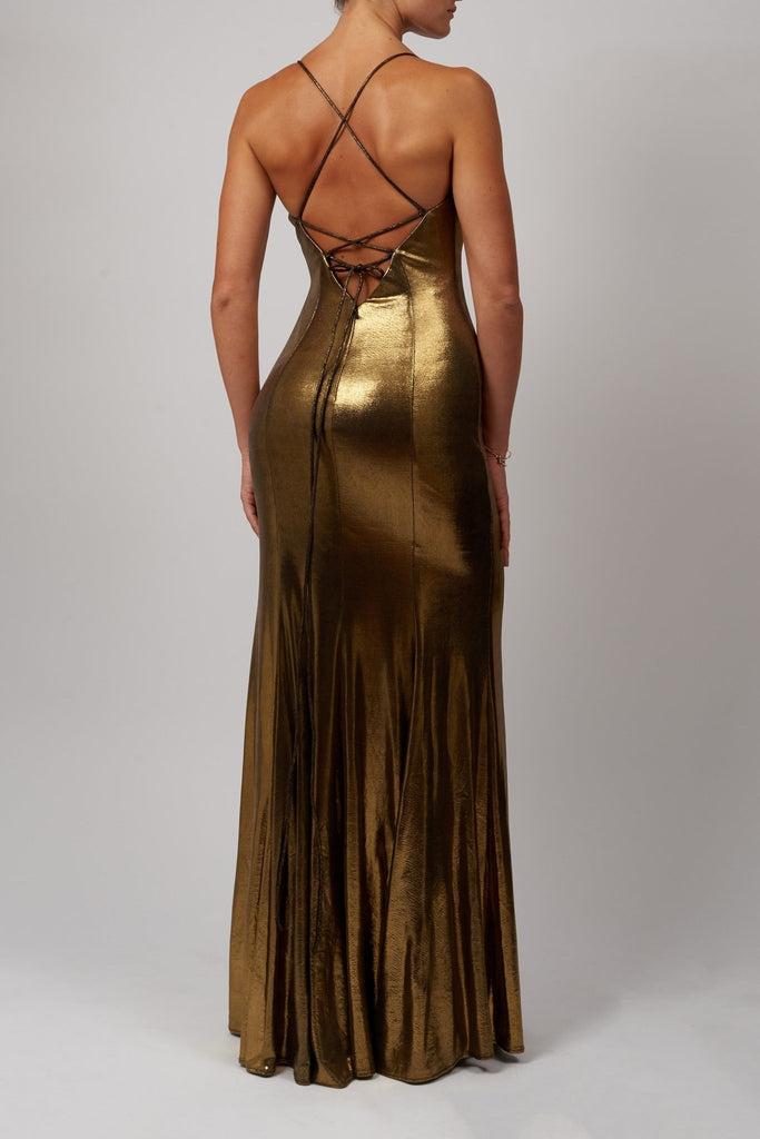 Gold MC117921 Wax Fit Bodycon Dress - Cargo Clothing