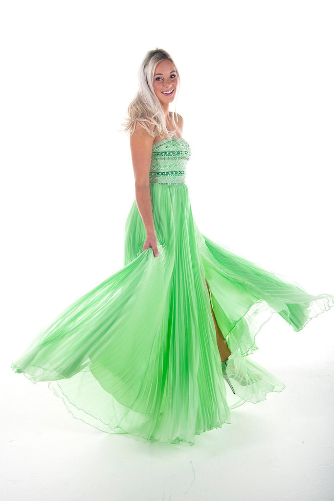 Green Strapless Beaded Gown Sherri Hill 32182