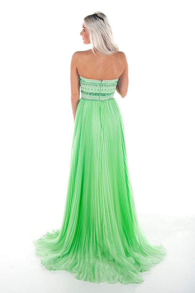 Green Strapless Beaded Gown Sherri Hill 32182