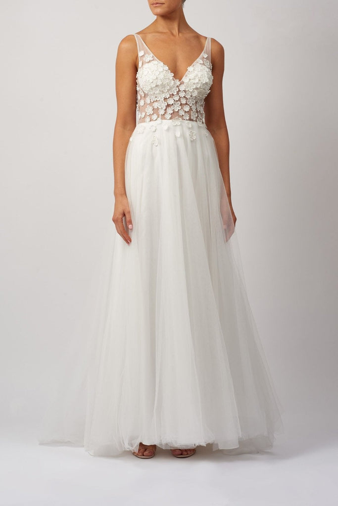 Ivory MC329218 Flower Wedding Dress - Cargo Clothing