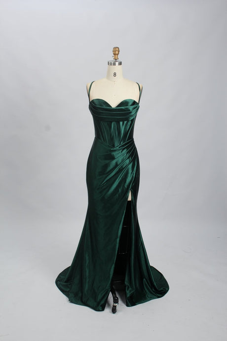 Ariella Side Slit Pattern Sequin Gown - Emerald/Nude – NBLUXE