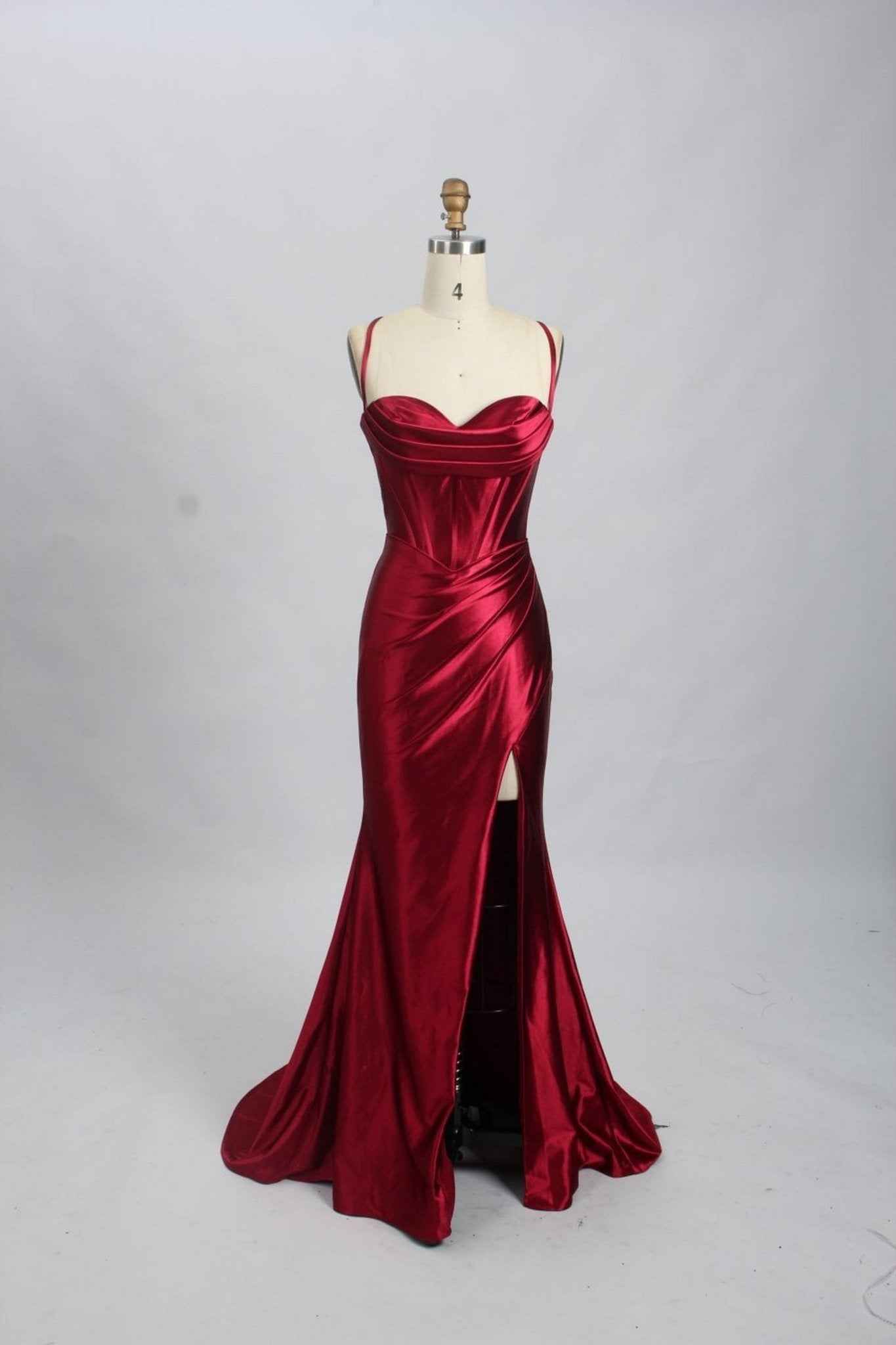 KELLIE Corset Satin Prom Dress in WINE KELLIE Corset Satin Prom Dress in WINE
