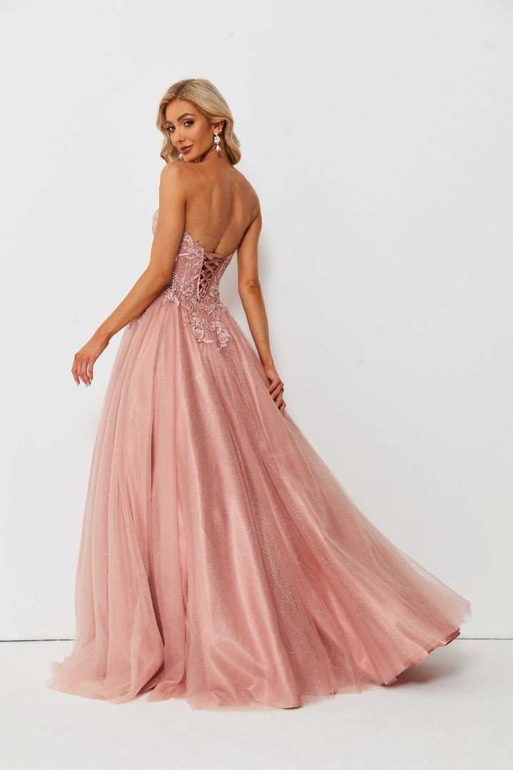 Young female standing in a Sweetheart Corset Dress back image