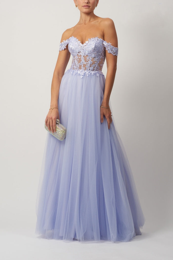 LILAC Lace Bardot Tulle Dress MC182509