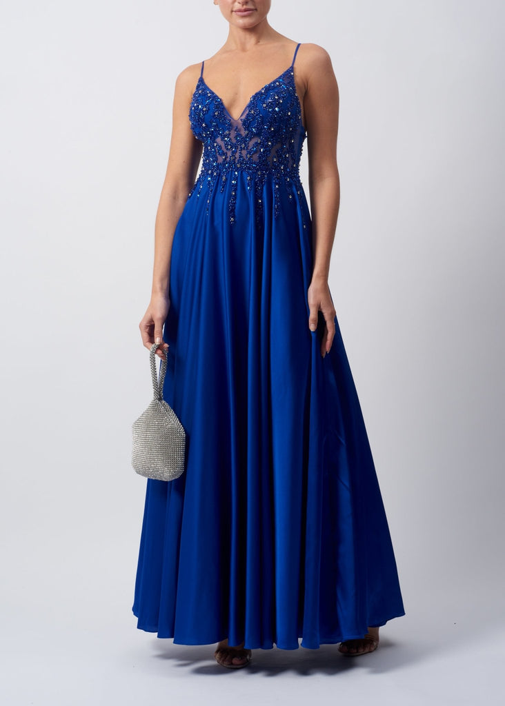 Mascara London Royal Blue MC122038 Satin Prom Dress