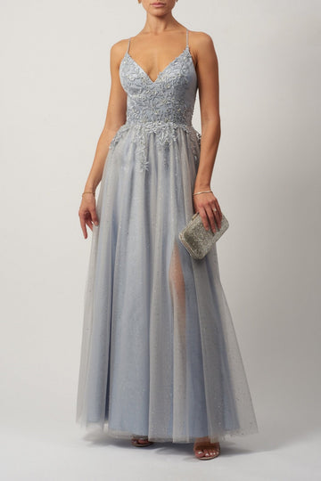Misty Blue Glitter Tulle Dress MC110119