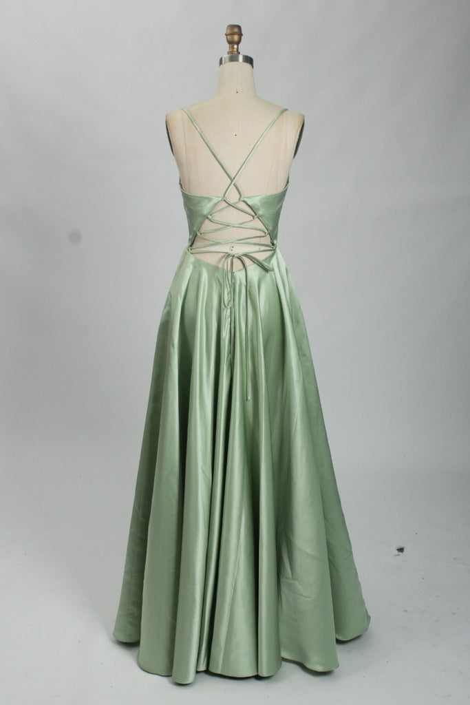 Sage Green Full skirted open back dress AVA