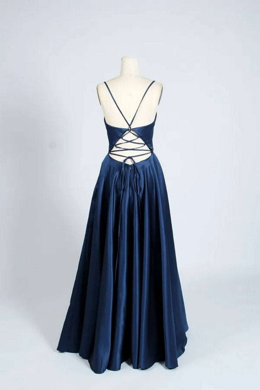 Navy Blue AVA 32636 Full skirted open back dress - Cargo Clothing