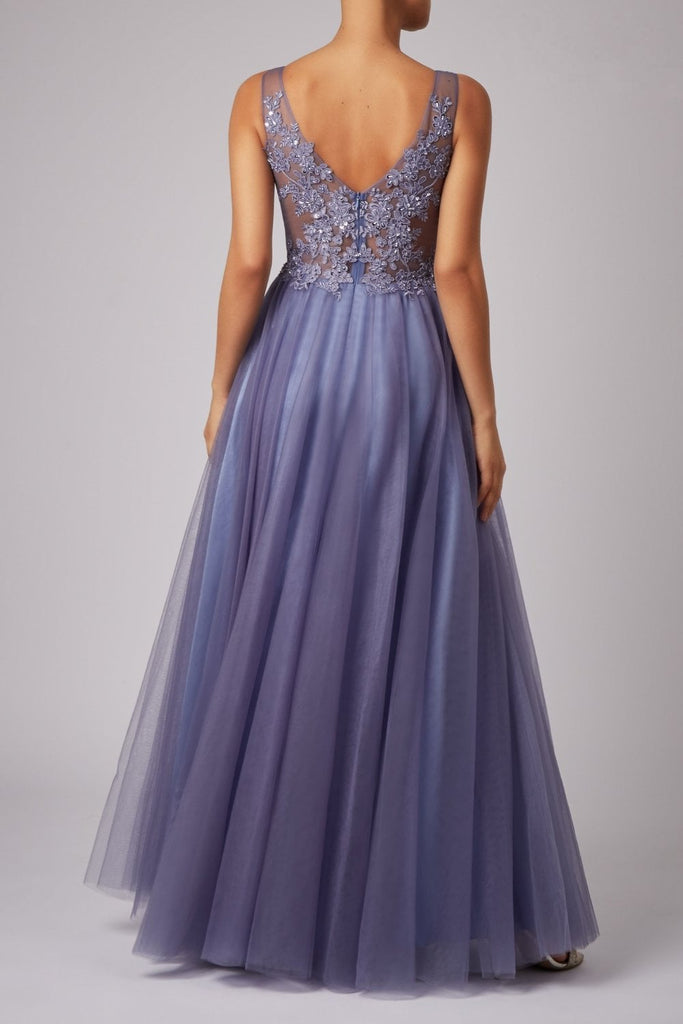Navy Blue Lace Prom dress - Mascara MC186051