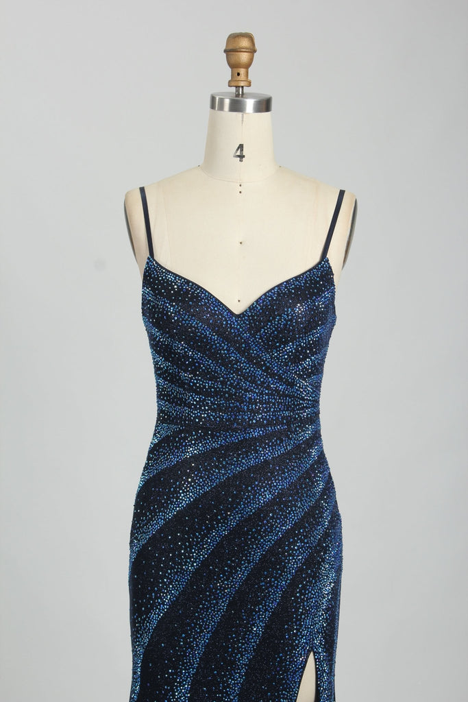 Navy Blue MELLISA Full Jewel Fitted Dress - Cargo Clothing