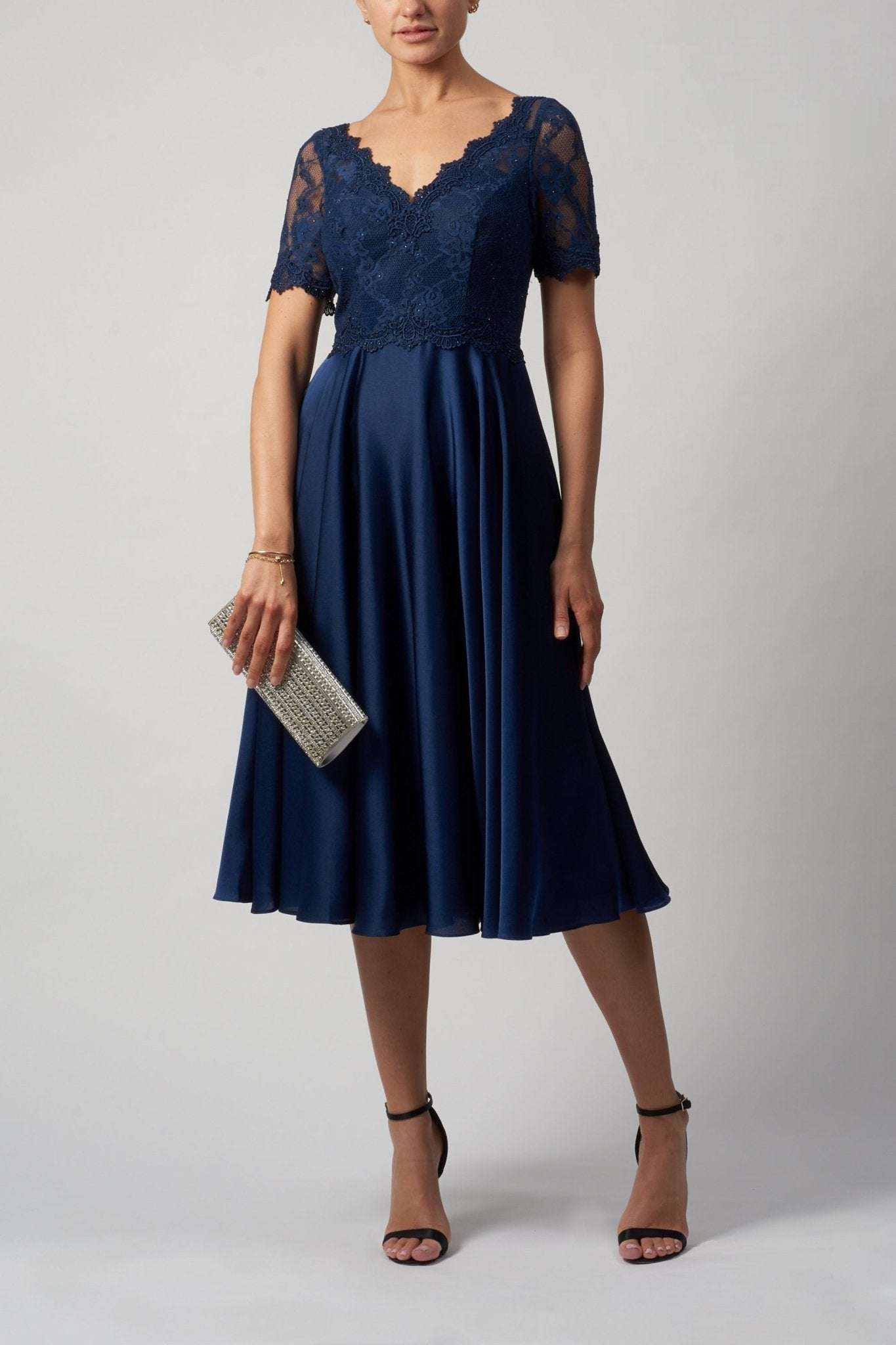 elegant navy blue cocktail dress Jovani 40035 main image 0