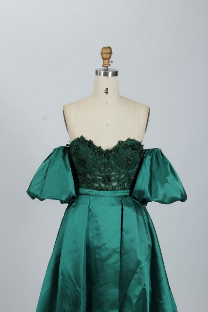 OLIVIA - Emerald Puffed Sleeve Bustier Gown - Cargo Clothing