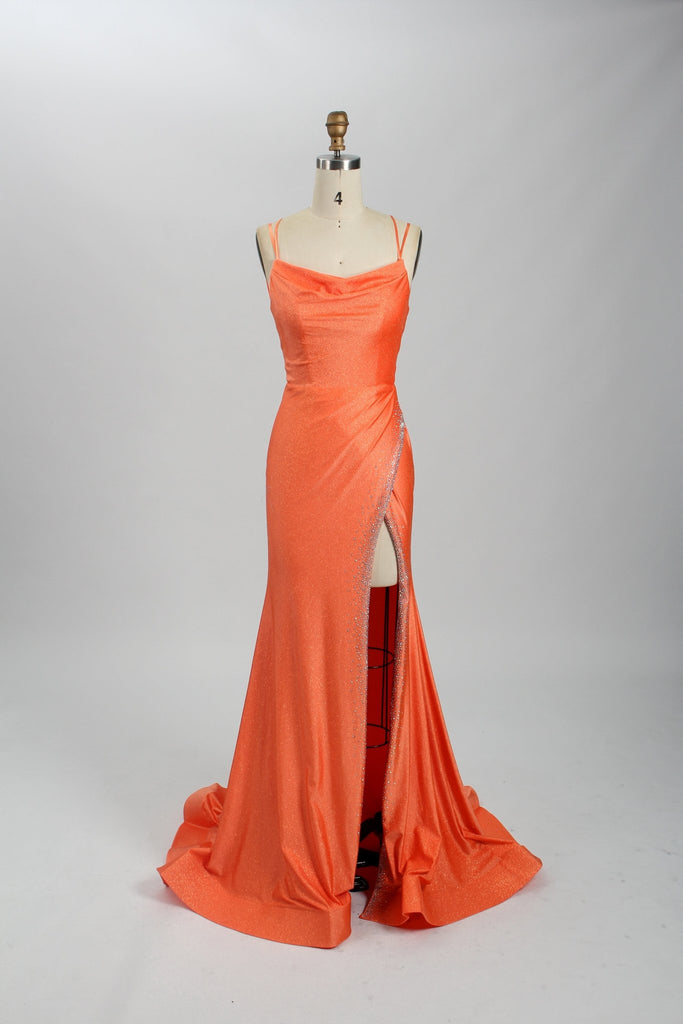 Orange Lace up Jewel Dress