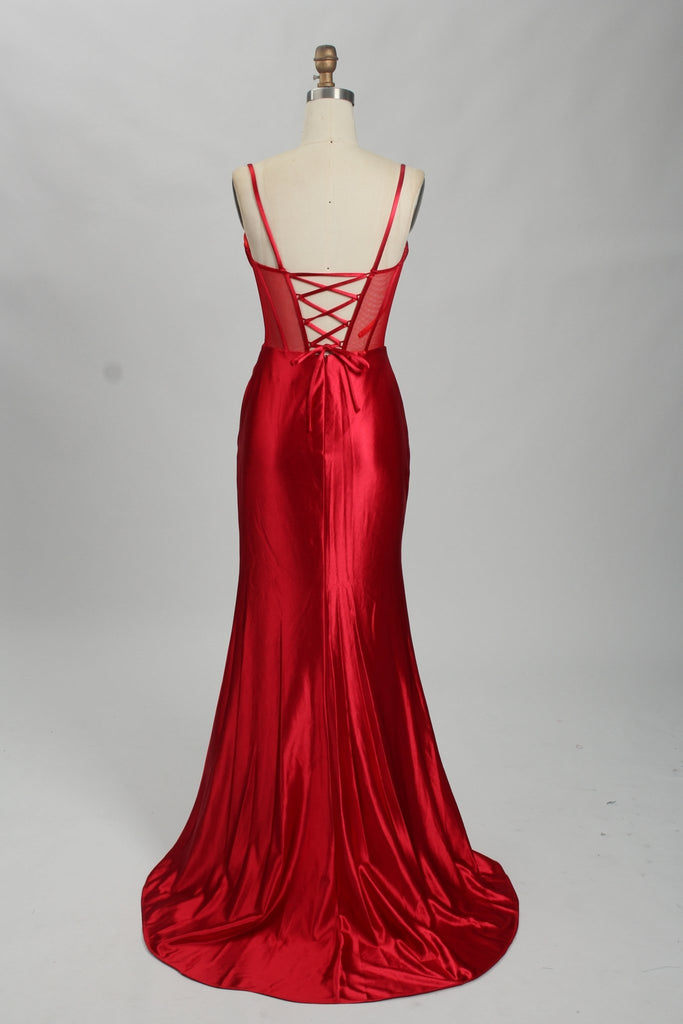 Red beaded corset dress back image
