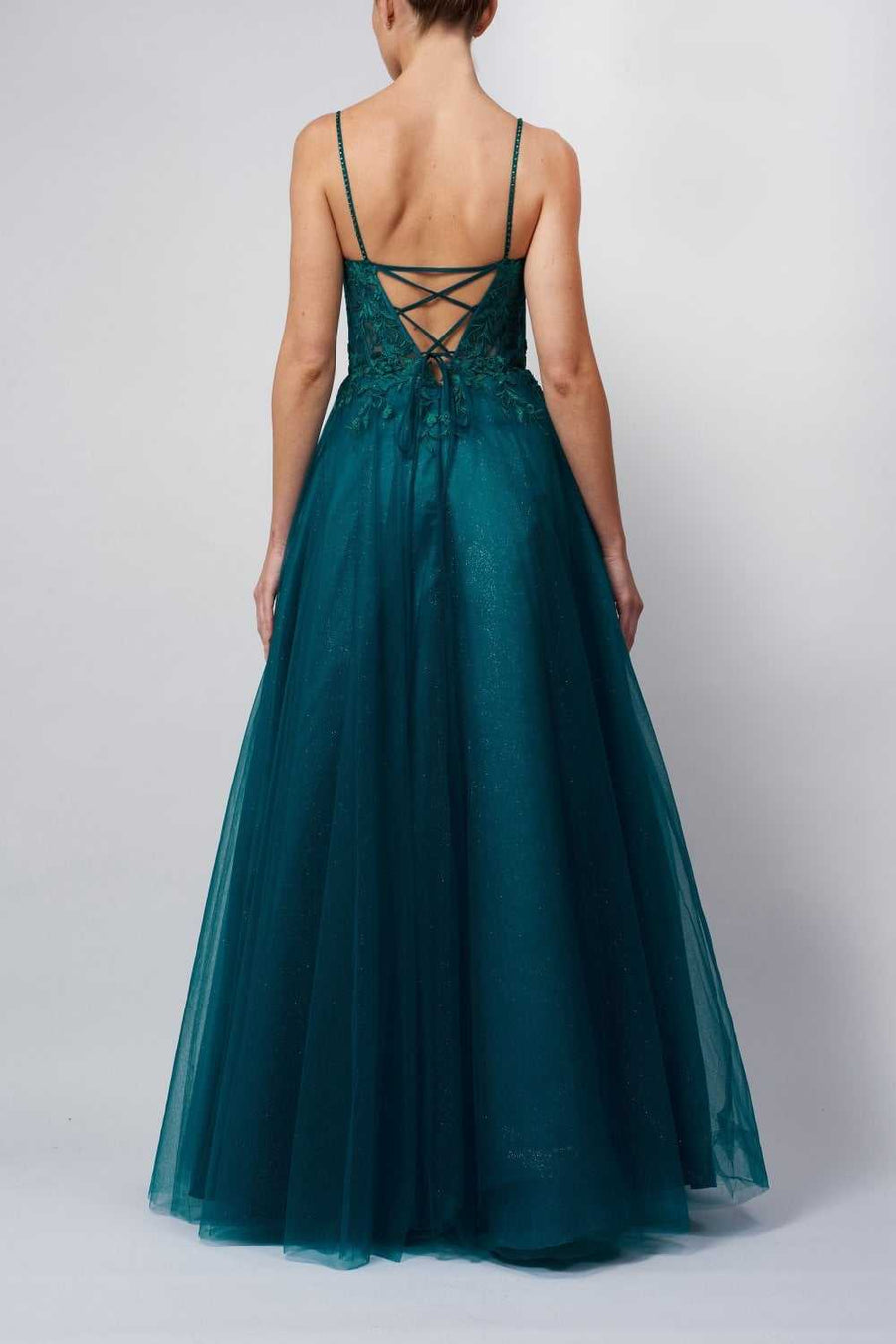 Red MC119511 Tulle Glitter Ballgown - Cargo Clothing