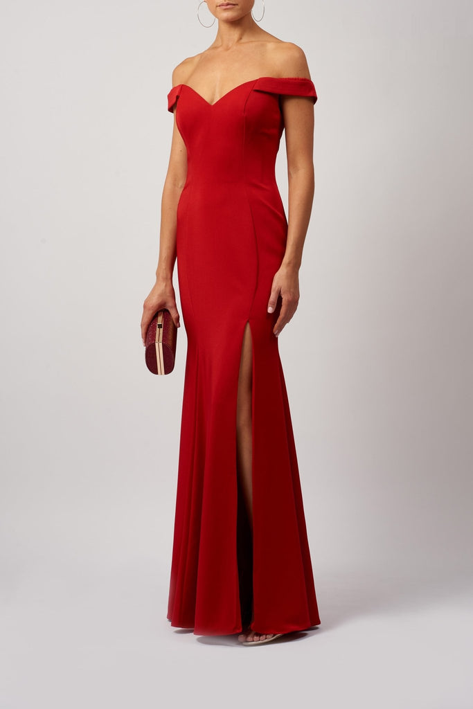 Red MC181431 off the shoulder dress - Cargo Clothing