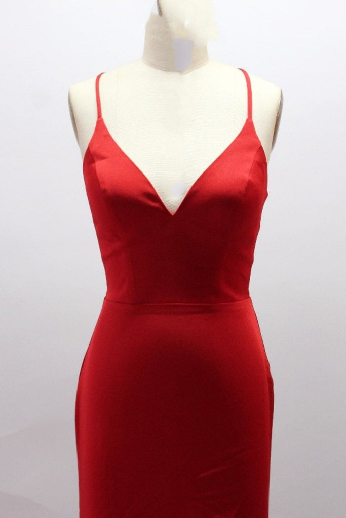 Red QT011 open lace up back dress - Cargo Clothing