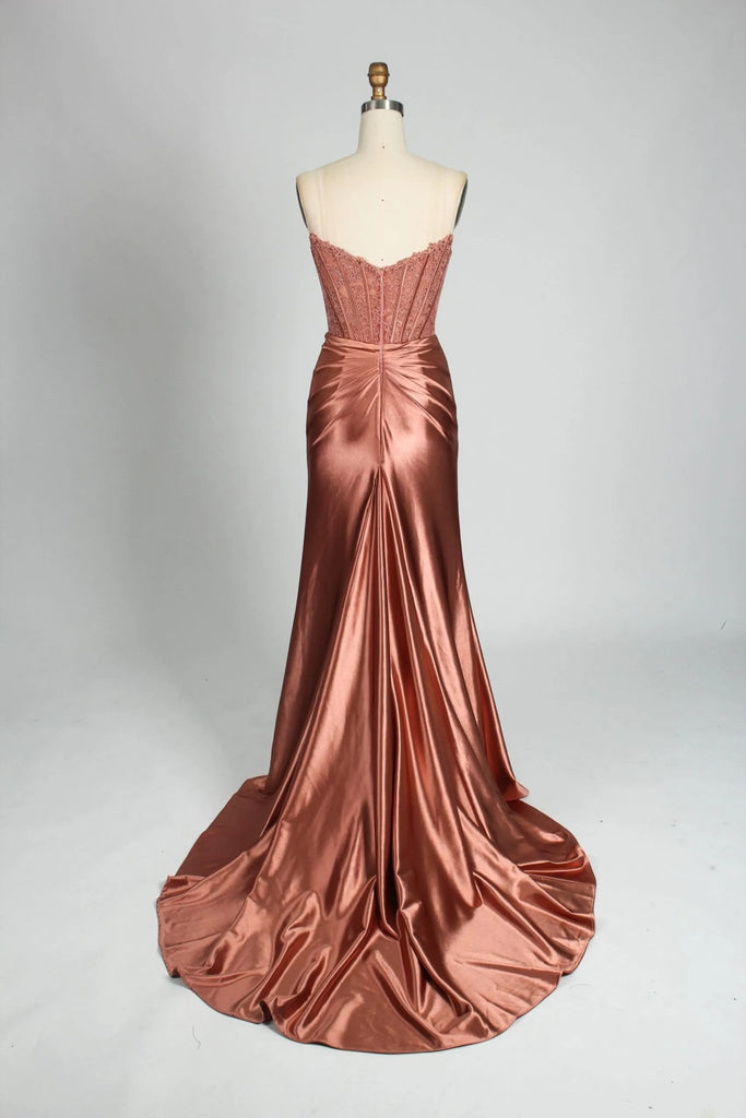 Rose Gold Lace and Satin Corset Mermaid Dress DIANA