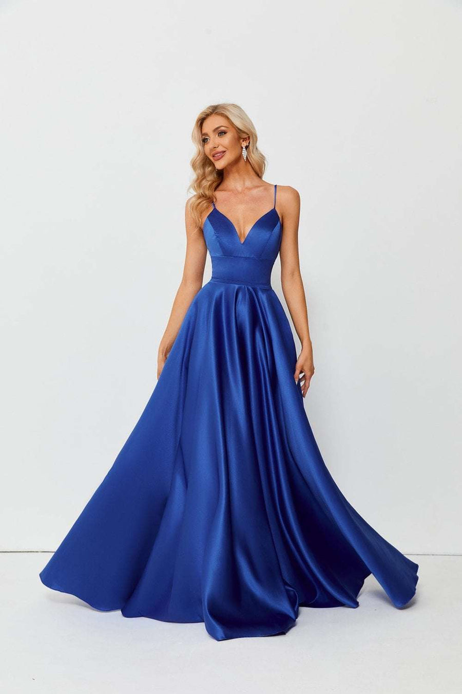 Royal Blue AVA 32636 Full skirted open back dress - Cargo Clothing