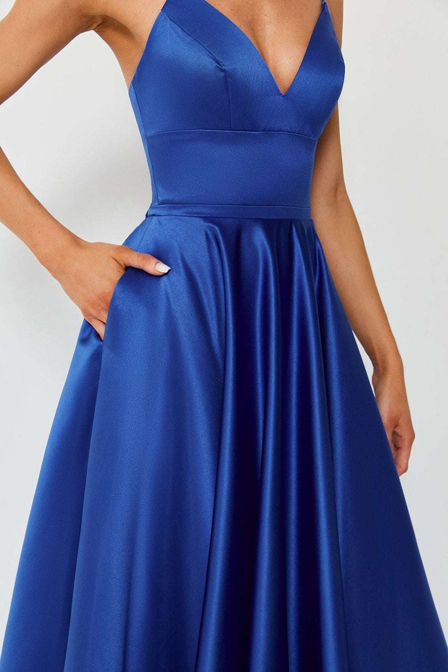 Royal Blue AVA 32636 Full skirted open back dress - Cargo Clothing
