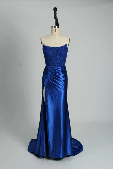 Royal blue Satin Corset Mermaid Dress