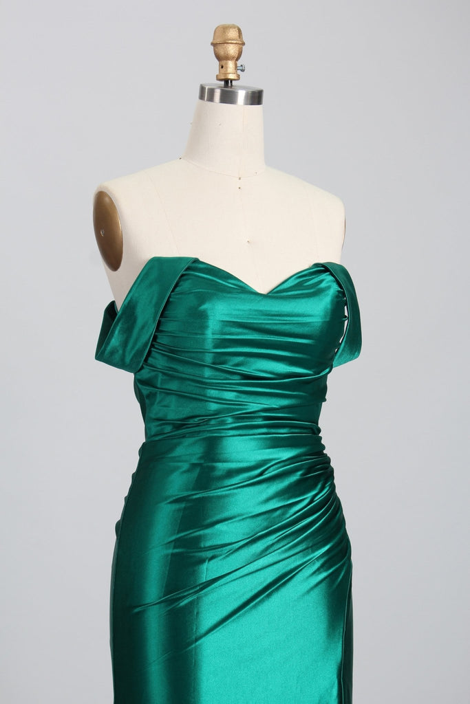 close up of bust of satin green dress ruby