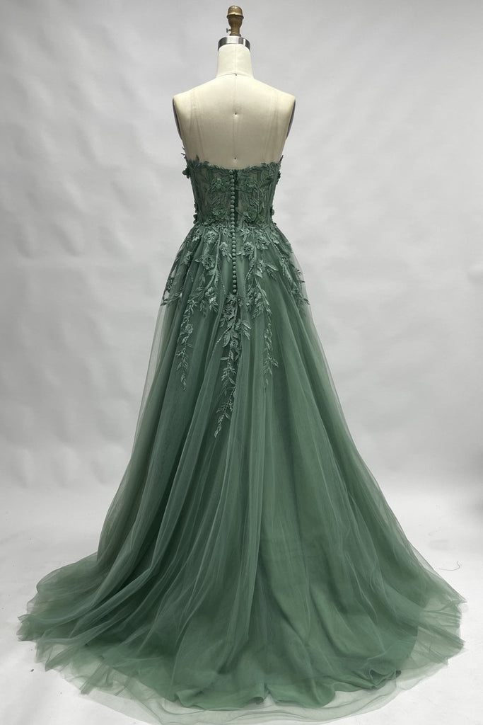 Sage Green Corset Top Tulle Dress Ylona - Cargo Clothing