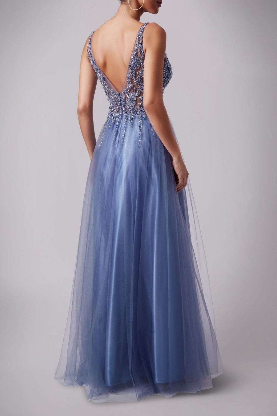 Ray Beads Tulle Net Dress - Soft Rose Elegant Gown | Formal Wear Ray Beads Tulle Net Dress - Soft Rose Elegant Gown | Formal Wear