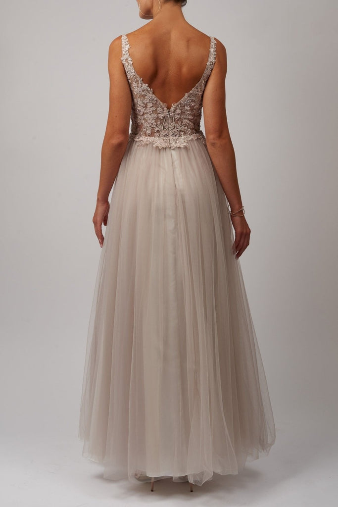Spring light pink soft lace & net tulle prom dress MC129227