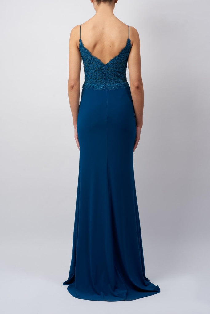 Teal MC120120 Jersey Lace Strap Dress - Cargo Clothing
