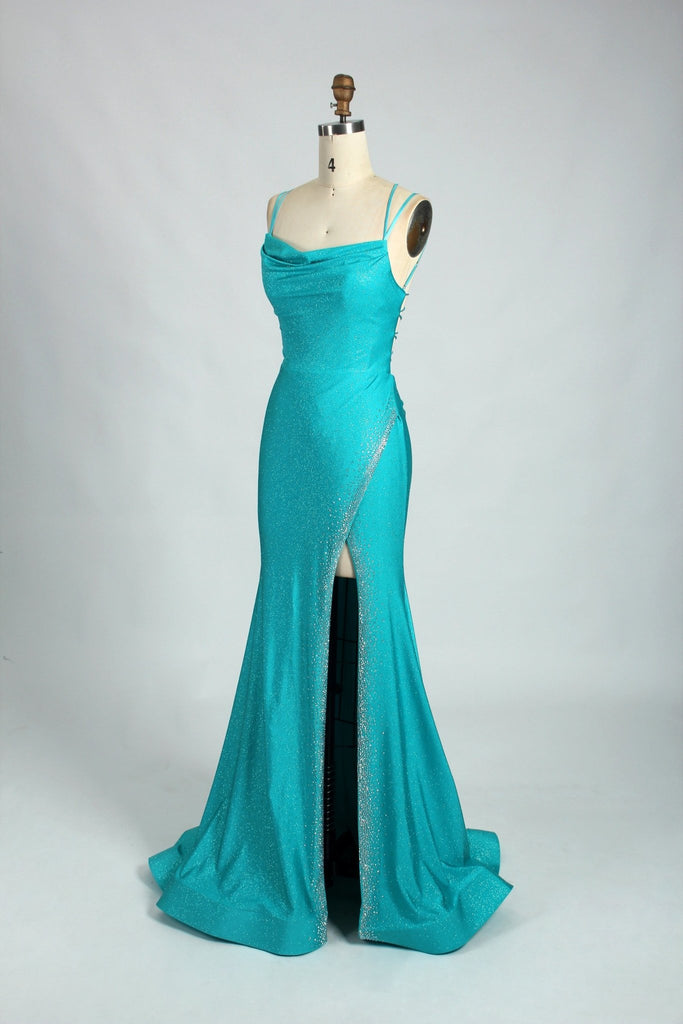 Turquoise Lace up Jewel Dress