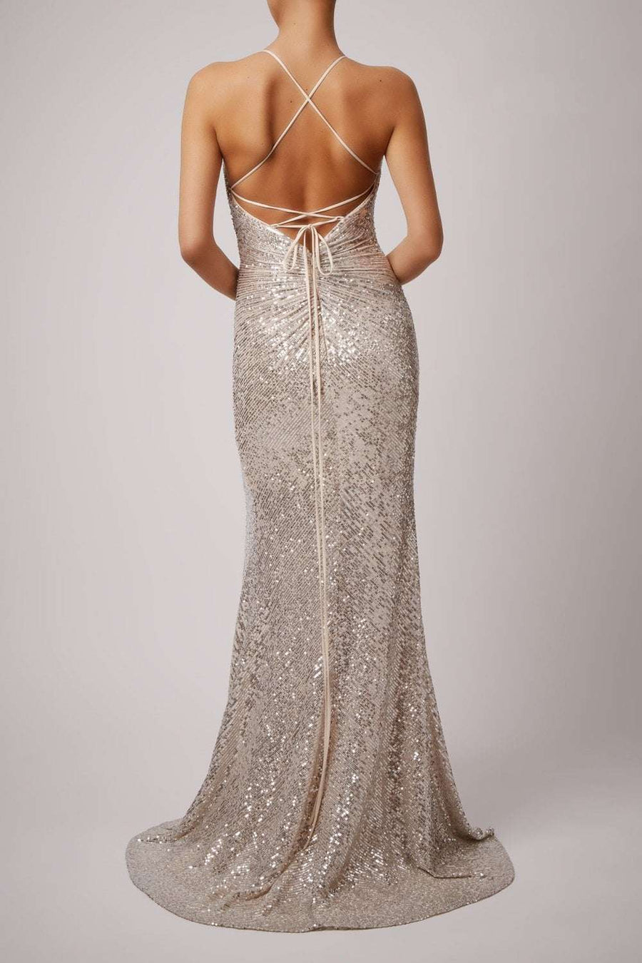 Wine MC186119 sequin strap low back dress - Cargo Clothing